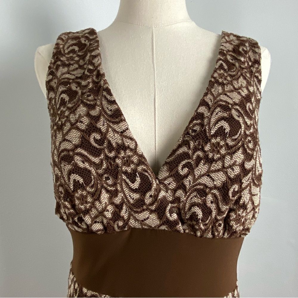 Vtg Studio Y Lace‎ Dress Brown Whimsigoth Romantic Grunge Sleeveless Women L - Picture 10 of 13